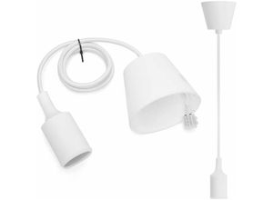 6269772215959 - Hiasdfls - E27-Silikon-Lampenfassung 100-cm-Kabel mit Deckenhalterung Hängelampe für DIY-Zubehör Weiß