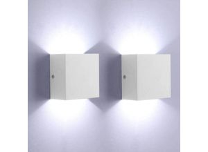 6269772228553 - Hiasdfls - 2er Pack led Indoor Up Down Wandleuchte Weiß Moderne 6W Aluminium Wandleuchte für Wohnzimmer Schlafzimmer Küche nicht wasserdicht nicht