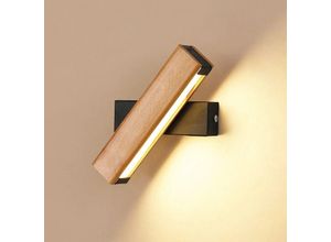 6269772228621 - LED Wandleuchte 4W 400LM Innenwandleuchte aus Holz 360° drehbar 3000K Warmweiß Wandleuchte für Schlafzimmer Wohnzimmer Büro FlurDurchmesser