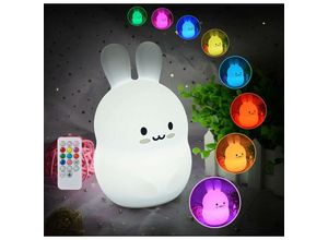 6269772232062 - Hiasdfls - Baby-Nachtlicht LED-Kaninchenlampe Kinder-Nachtlicht mit Fernbedienung Silikon-Nachtlicht dimmbare Touch-Nachttischlampe 9 Farben