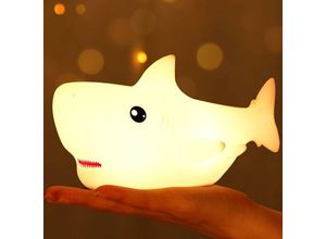 6269772232161 - Kinder Shark Nachtlicht 7 Farbwechsel led Tragbare Touch Baby Lampe usb wiederaufladbares Silikon Tier Nachtlicht für Kinder Kindergarten Kleinkind