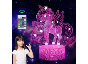 6269772232406 - Hiasdfls - Einhorn Nachtlicht für Kinder 3D Lampe für Geschenke Geburtstag Fest Schlafzimmer Dekolampe Geschenkidee zum Kindergeburtstag