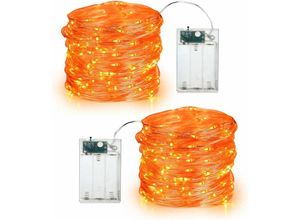 6269772232925 - Herbst-Lichterketten (2er-Pack) 5 m Mini-LED-Lichterketten batteriebetrieben für den Innen- und Außenbereich Silberdraht Dekorationslicht für