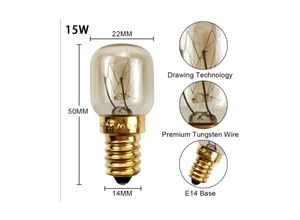 6269772236657 - Backofenbirne 15W 25W Mikrowellenlampe Hochtemperaturbeständig E14 Himalaya-SalzkristalllampeLampenfassung aus MessingLED-Birne E14-15W Chuad weiß