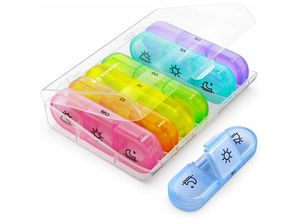 6269772242696 - Auvon 7 Day Weekly Pill Organizer 3 mal täglich tragbarer 7-Tage-Pillen-Organizer mit großen separaten Fächern für Medikamente Vitamine Fischöl