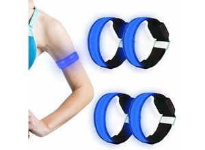 6269772243396 - Set mit 4 LED-Armbändern reflektierenden LED-Lichtarmbändern Lichtband für Kinder bei Nacht Sicherheitslicht zum Laufen Joggen Gassi gehen und