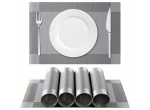 6269772243884 - Tischsets 6er-Set rutschfest waschbar PVC reißfest hitzebeständig Untersetzer für Restaurant-Esstisch (Braun Silber) HIASDFLS