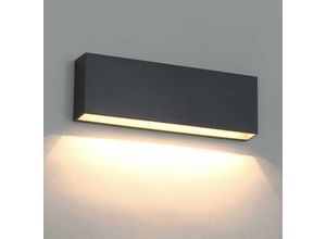 6269772245192 - Hiasdfls - 12W led Wandleuchte Outdoor Dunkelgrau IP65 Wetterfeste Wandleuchte 3000K Warmweiß Außen Moderne Außenwandleuchte Terrasse Hinterhof