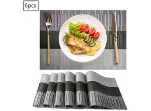 6273995999343 - PVC Platzsets 6er Set Abwaschbar Hitzebeständig Tischsets für Küche Tisch Grey