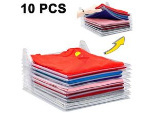 6273996043809 - Devenirriche - Packung mit 10 faltbaren Tafel-T-Shirts für Garderoben-Organizer Aktenteiler - Stapelbare T-Shirt- und Dokumenten-Organizer