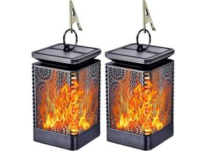 6273996064149 - Solarleuchte Outdoor Garten Gartenlaterne Solarleuchte mit Flammeneffekt wetterfest IP65 ABS 2pcs