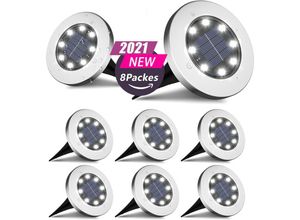 6273996064156 - Outdoor Solarleuchte 8 LED 8 Pack Spot Solarlampe Garten Wasserdicht IP65 Rasen Dekoratives Licht Für Gartenweg Patio Innenhof Rasen Kaltweiß 8pcs