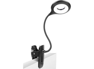 6273997011395 - [Schwarz] LED-Leselicht 9 verschiedene Einstellungen Augenschutz Wiederaufladbares USB-Leselicht Touch Control Clip 360° flexible Schreibtischlampe