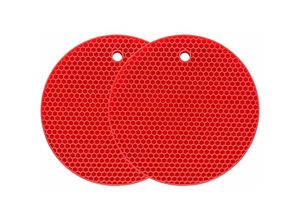 6273997580631 - Silikon-Untersetzer-Matte Mehrzweck-Hitzebeständig bis 464 ° f Trockenmatte Topflappen Wasserdicht (2er-Pack) Rutschfest Flexibel Langlebig (Rot)