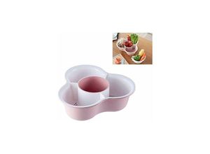 6273997581164 - Longziming - Triangle Hot Pot Platter Kunststoff Abtropfkorb Doppel Obstteller Obstkorb Haushaltsaufbewahrung Kochzeit (Farbe Rosa)