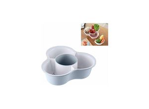 6273997581171 - Longziming - Triangle Hot Pot Platter Kunststoff Abtropfkorb Doppel Obstteller Obstkorb Haushaltskorb Aufbewahrung Kochzeit (Farbe Blau)