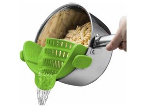 6273997586374 - Silikon-Clip-Sieb für Töpfe und Pfannen Küchensieb Universalgröße hitzebeständige Spaghetti Pasta Nudel- und Obstabtropfschale - Grün