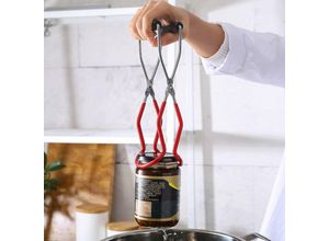 6273997586855 - Longziming - Verbrühungssicherer Edelstahl-Glasheber Rutschfeste Küchengreifer-Glasklemme mit Griff zum Einmachen Glas und Gelee-Glas 225 x 87 x 5