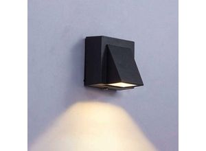 6273997587494 - Longziming - led wasserdicht   Außenwandleuchte ip65 wasserdicht modern schlicht schwarz Einzelscheinwerfer (warmweiß)