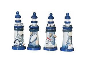 6273997587890 - Longziming - 1pc Mini Leuchtturm Holz mediterrane Figuren Ornamente nautische Miniaturdekorationen (Mixed Style)