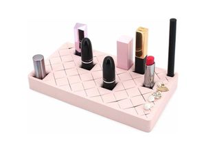 6273997588491 - Lippenstifthalter Make-up Aufbewahrungslösung 36 Fächer Silikon Lippenstift Ständer Kreative Desktop-Aufbewahrung (Rosa)