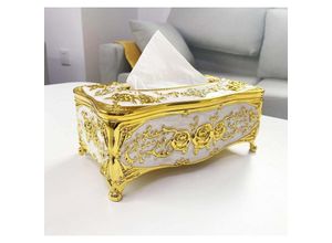 6273997589085 - Longziming - Kosmetiktuch-Box-Abdeckung goldener Kunststoff-Tissue-Halter für Badezimmer Schlafzimmer oder Büro (Golden)