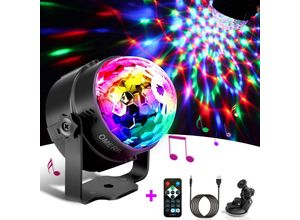 6273997600537 - Hiasdfls - Disco-Kugel-LED-Party-Lampe musikgesteuerte Disco-Lichteffekte Disco-Licht mit USB-Kabel 360 ° -Rundparty-Licht mit Fernbedienung