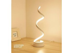 6273997880779 - Longziming - led Spiral Nachttischlampe 12W Warmweiß Augenschutz Helligkeit led Tischlampe Dekorative Beleuchtung für Schlafzimmer Wohnzimmer (Weiß)