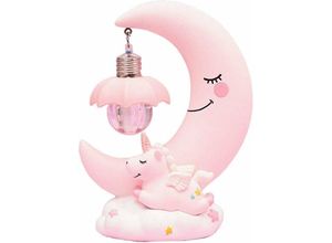 6273997891218 - Longziming - 1 stück Nettes Einhorn Nachtlicht Cartoon Einhorn Rosa Mond Harz Nachtlampe Charmante Kinder Schlafzimmer Lampe Schlafen Nacht Geschenk