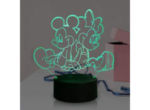 6273997893724 - Devenirriche - Mickey Minnie Mouse Kinder-Nachtlicht 3D-Freundschafts-LED-Lampe Wohnzimmer-Dekoration Fernbedienung 16 Farben ändern die