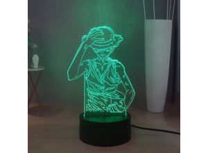 6273997893823 - Devenirriche - japanische Anime-3D-Lampe Manga-Figur Luffy Fernbedienung LED-Schreibtischlampe 16 Farben Dekoration USB-Nachttischlampe