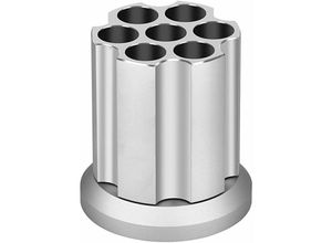 6273997900774 - Creative Barrel Shaped Pen Holder 360° Rotating Art Supply Organizer 7 Holes Pen Holder Cosmetic Brush Holder Rotating Pen Holder Silver