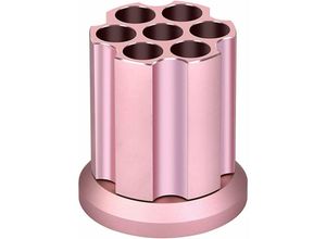 6273997900781 - Creative Barrel Shaped Pen Holder 360° Rotating Art Supply Organizer 7 Holes Pen Holder Cosmetic Brush Holder Rotating Pen Holder Rose Gold