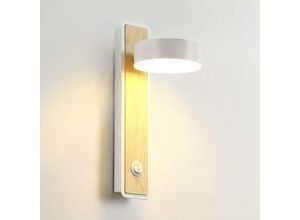 6273997902914 - Longziming - led Wandleuchte Moderne Innenwandleuchte mit Druckschalter Massivholz Wandleuchte Drehbar 350° Winkel geeignet für Hotelflurtreppen