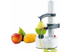 6273998088143 - Hiasdfls - Obst- und Gemüseschäler-Edelstahl-elektrischer Peeler-Apfelschäler-automatische Eopper-Tasse (weiß)