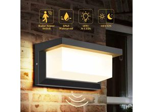 6273998106298 - Led Wandleuchte Outdoor Motion Detector 18W IP65 Square Schwarz Beleuchtung Radarlichtsteuerung Für Input Korridor Pfad Terrasse Balkon Garage