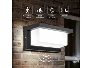 6273998106304 - Hiasdfls - led Outdoor Wall Applique mit Bewegungsdetektor 18 w Outdoor Light IP65 Quadratisch Radar Induktionskontrolle Licht für Patio Balkon