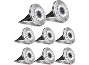 6273998107264 - Hiasdfls - Outdoor Solar Light 8Pack 12LED Gartenbeleuchtung Beleuchtung 6000K wasserdichte IP65 Solarlampe Eingebauter Ort für Straßen Terrasse