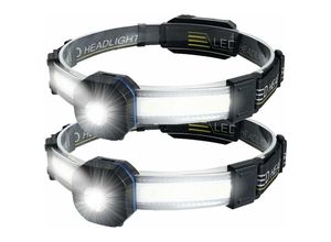 6273998109442 - Hiasdfls - 2x Leistungsstarke Frontbrenner cob xpg 10 Modi usb wiederaufladbare LED-Frontlampe 500 Lumen wasserdicht Camping Lesen Wandern