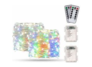 6273999006498 - 2 x 10m 100LED Batterielichtgirlande für Indoor   Outdoor   Weihnachten   Hochzeit und Terrasse Rasen wasserdicht IP67 (Multi Color)