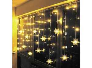 6273999006870 - Helle Girlande leuchtender Vorhang 35m 96 LEDs Weihnachtsbeleuchtung Schneeflocke 8 Beleuchtungsmodi Fensterdekoration Weihnachten Hochzeit