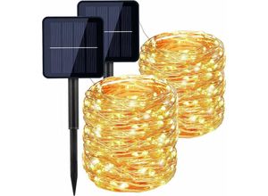 6273999007716 - Helle Girlande Solar Außenansicht [Set von 2] 22 m 200 Solarlicht Girlande LEDs 8 Modi Helle Girlande Tanne Weihnachtsdekoration Licht für Garten