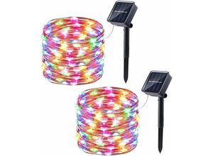 6273999007815 - Exterior Solar Girlande jeweils 10m 100 LED wasserdichte Garland Solar 8 Modi für Garten Terrasse Hof Weihnachtsbaum Hochzeitsdekoration (bunt)