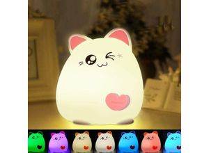 6273999008515 - Kinderlicht tragbares Kind 7 Farben LED Small Silikon Katze Lampe USB Wiederaufladbare Hübsche Farbwechsellampe für Babys Kinder