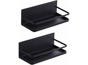 6277291382113 - Magnetisches Kühlschrankregal magnetisches Kühlschrank-Gewürzregal magnetischer Kühlschrank-Gewürzkorb für Küchen-Organizer (schwarz 2 Packungen)