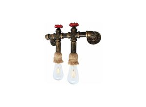 6277291422956 - Retro Industrie Metall Wandmontierte Wasserröhren mit 2-Kopf-Fassung Lampe E27 Licht Beleuchtung Loft Schlafzimmer Flure Esszimmer Bar Longziming