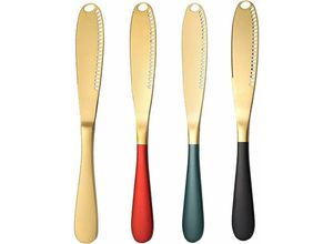 6277291423359 - Longziming - Pieces 3-in-1-Buttermesser-Lockenwickler Buttermesser-Butterverteiler aus Edelstahl mit gezackter Kante zum Schneiden von Gemüse Obst