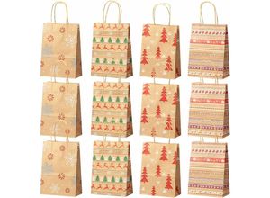 6277291425421 - Longziming - 12 Weihnachtsgeschenktüten Kraft-Weihnachtsgeschenktüte Weihnachtsgeschenktüte für Süßigkeiten Weihnachten Weihnachtsgeschenke mit