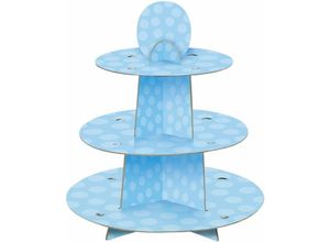 6277291878487 - Longziming - Party 90399 – Blau gepunkteter Cupcake-Ständer für die Babyparty