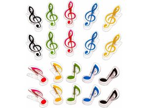 6277291879927 - Musiknotenklammer 20 Stück Notenpapierklammer Musiknotenklammern Farben Buchseitenklammer durchsichtiger Kunststoff Notenklammern 2 Stile 5